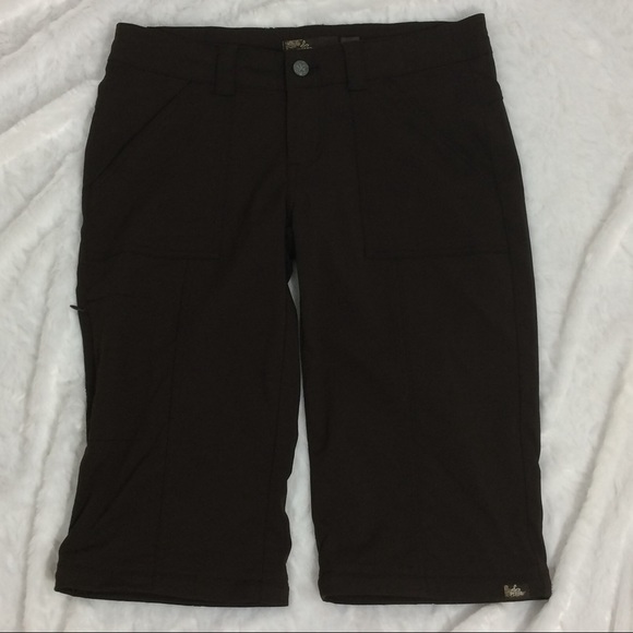 Prana Dark Brown Convertible Pants Shorts Sz 4 EUC - Picture 3 of 7